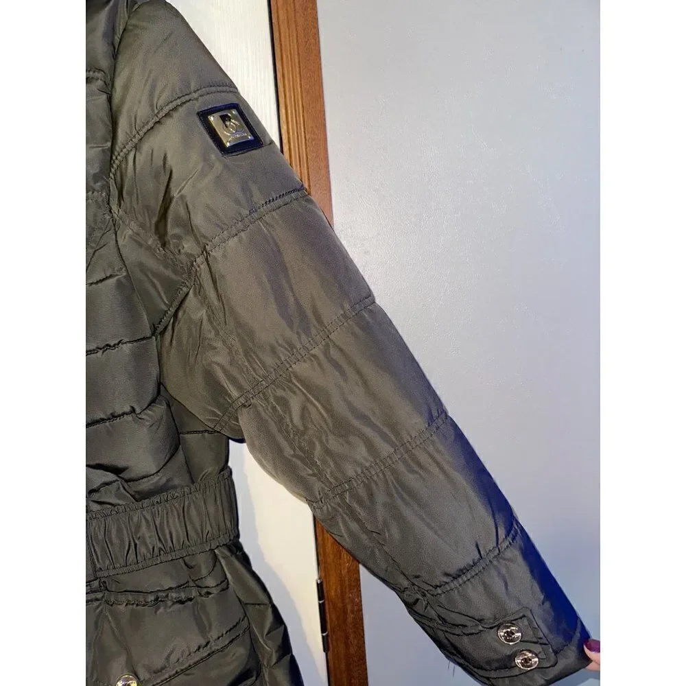 Rocawear Women's Plus Double-Zip Belted Hooded Puffer‎ Jacket Size 1X